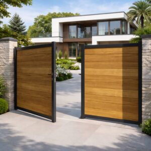 Vente de portail battant bois-design a Caen